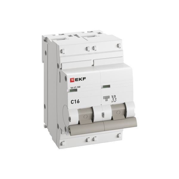  Выключатель автоматический модульный 2п C 16А 10кА ВА 47-100 PROxima EKF mcb47100-2-16C-pro фото в каталоге от BTSprom.by