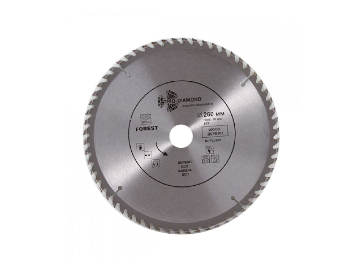 диск пильный 260х30 мм 60 зуб. trio-diamond (по дереву) fll809 от BTSprom.by