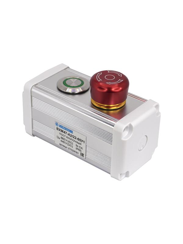 пост управления bxm47-a2/22-65у1 1 цилиндрическая кнопка 1c1no1nc зел. + 1 грибовидная кнопка с фиксацией 1c1no1nc красн. электротехник et024781 от BTSprom.by