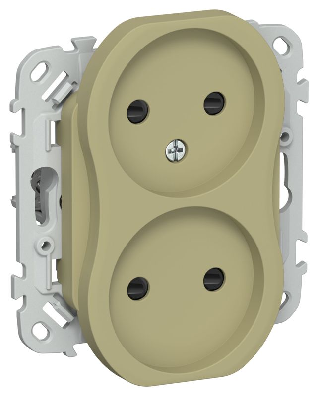 розетка 2-м сп flite рсш02-1-фло 10а без заземл. с защ. шторками безвинтовое крепление механизм олив. iek fi-r23-10-1-k26 от BTSprom.by