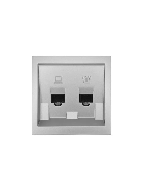 розетка компьютер+телефо сп zima ip20 сер. матов. lezard 704-7488-143 от BTSprom.by