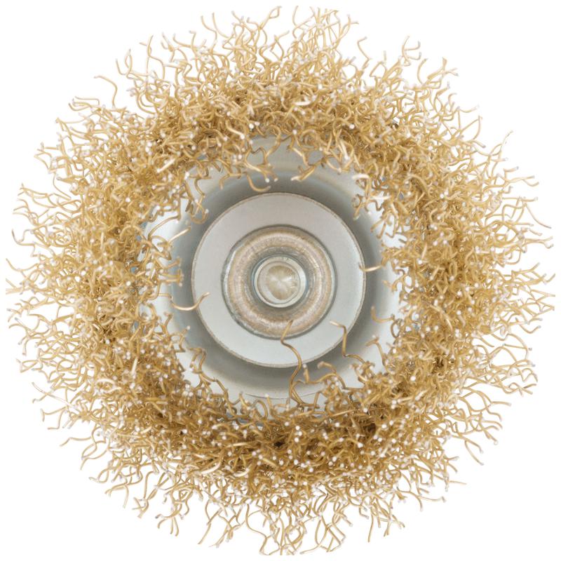  Корщетка чашечная со шпилькой стальная латунированная волнистая проволока 50мм КУРС 38466 фото в каталоге от BTSprom.by