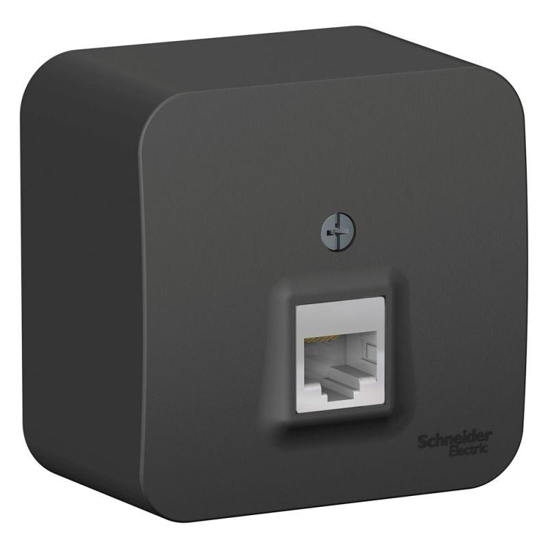 розетка компьютерная 1-м оп blanca rj45 кат.5e с изолир. пластиной антрацит se blnia045006 от BTSprom.by