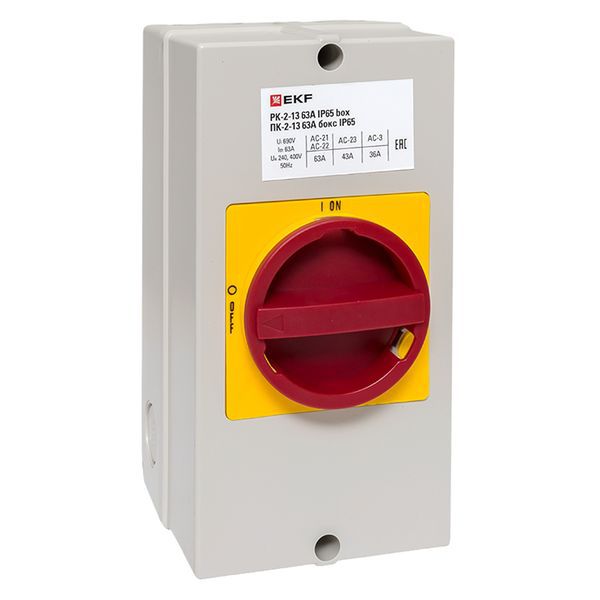 переключатель кулачковый пк-2-13 63а 3п "вкл-выкл" с блокировкой в боксе ip65 proxima ekf pk-2k-13-63-a65 от BTSprom.by