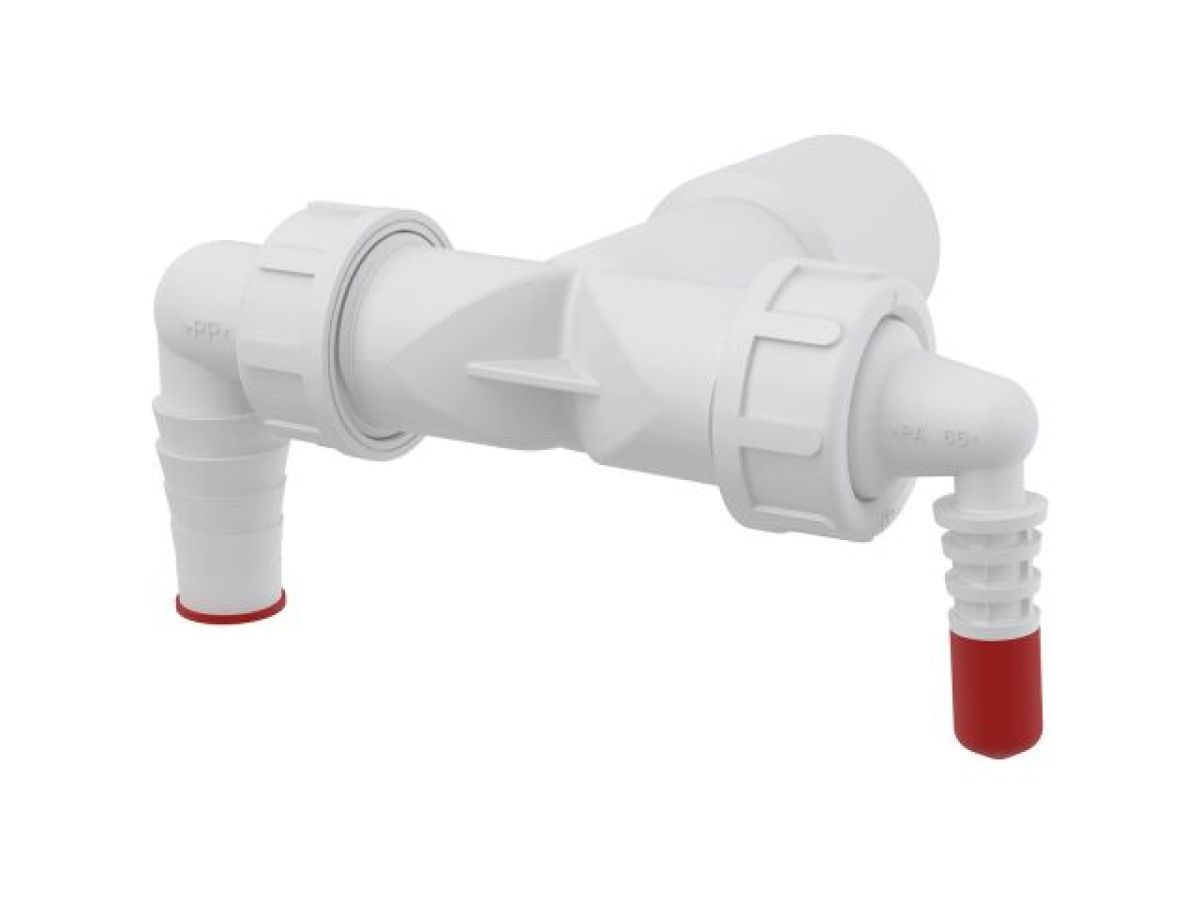 колено с двумя штуцерами dn40/32 / 8-23 c обратными клапанами, alcaplast p156z от BTSprom.by