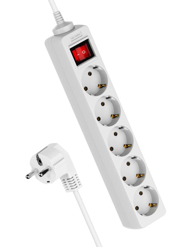 удлинитель 5х3м с заземл. 16а ip20 пвс 3х1 с выкл. космос yksm3m-5g-z-v(k) от BTSprom.by