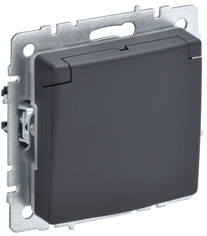 розетка brite рсбш10-3-44-брг 16а ip44 с заземл. защ. шторки с крышкой механизм графит iek br-r16-16-44-k53 от BTSprom.by