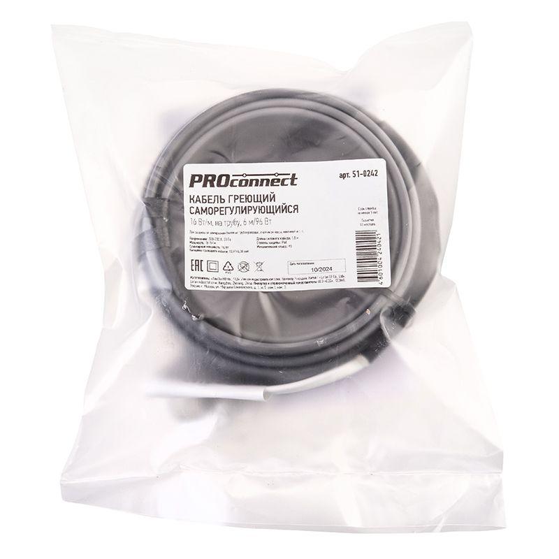  Кабель греющий саморег. 16Вт/м на трубу 6 м/96Вт PROCONNECT 51-0242 фото в каталоге от BTSprom.by