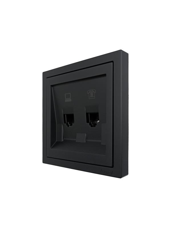  Розетка компьютер+телефон СП ZIMA IP20 черн. бархат LEZARD 704-4288-143 фото в каталоге от BTSprom.by