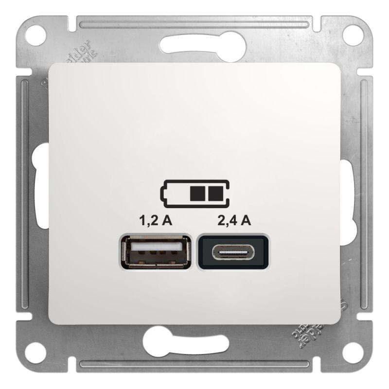 розетка usb glossa тип a+c 5в/2.4а 2х5в/1.2а механизм бел. se gsl000139 от BTSprom.by