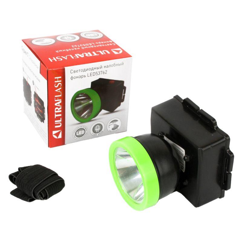 фонарь налобный led53762 1led 0.5вт 1 режим 3xr6 пластик. черн. ultraflash14254 от BTSprom.by