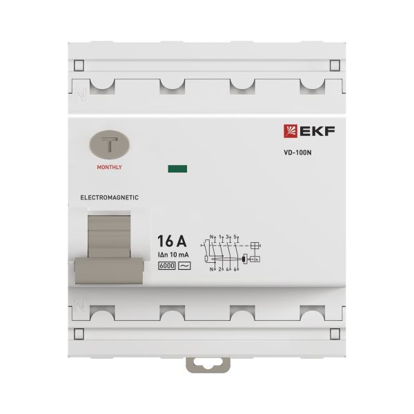  Выключатель дифференциального тока 4п 16А 10мА тип AC 6кА ВД-100N электромех. PROxima EKF E1046M1610 фото в каталоге от BTSprom.by