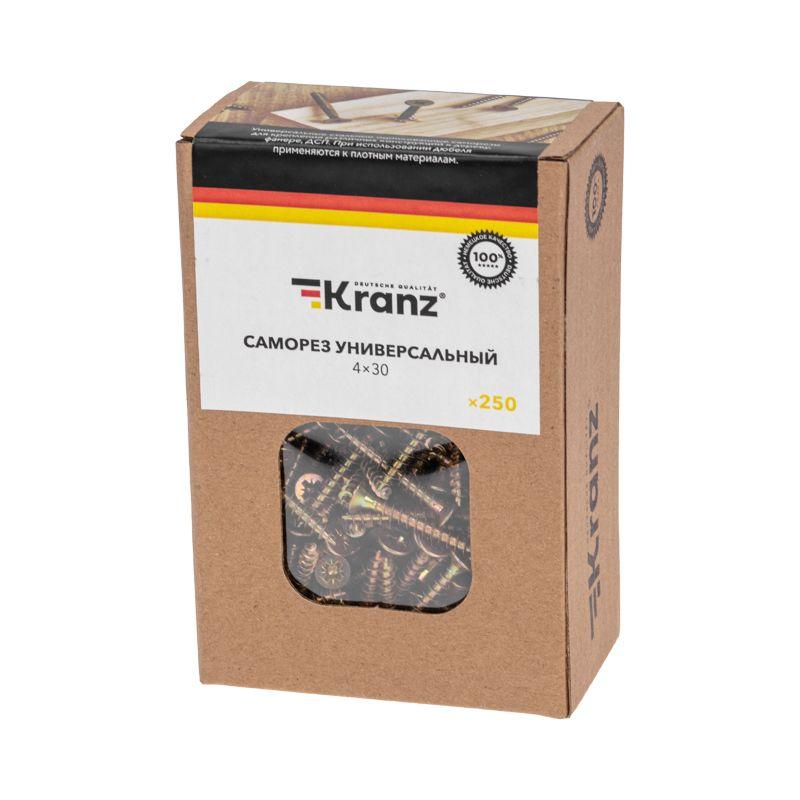 Саморез универсальный 4х30 желт. цинк (уп.250шт) Kranz KR-01-3311-027 фото в каталоге от BTSprom.by