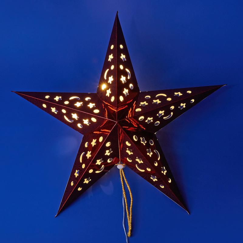 фигура uld-h4545-005/sta/2aa warm white ip20 red star "красная звезда" 2aa (не в/к) 45х45см подвесная 5 led uniel ul-00008587 от BTSprom.by