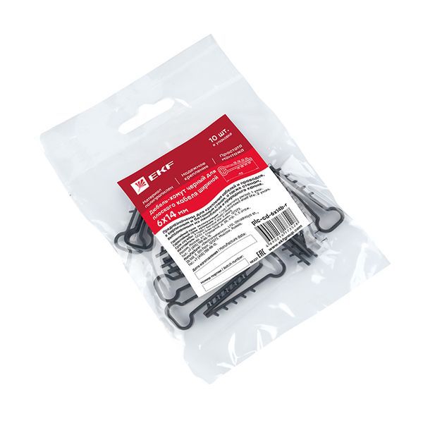  Дюбель-хомут d6х14мм для плоского кабеля черный (уп.10шт) PROxima EKF plc-cd-6x14b-r фото в каталоге от BTSprom.by