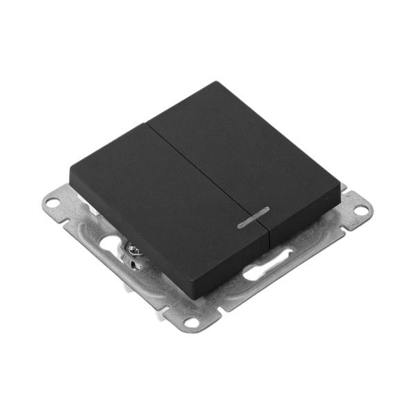  Выключатель 2-кл. СП Эпика с подсветкой механизм черн. EKF UP1-SWB-24 фото в каталоге от BTSprom.by