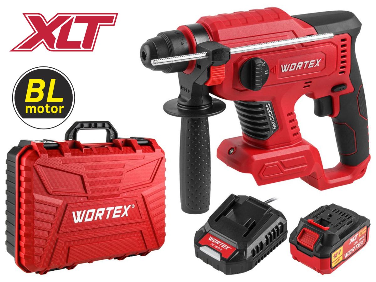  Аккум. перфоратор WORTEX CRH 1820-2 в чем. ALL1 XLT SET БЕСЩЕТ., 18 В, 2.2 Дж, 20 мм, 1х4 А*ч (вес 1,7 кг, 4 режима) 0329283 фото в каталоге от BTSprom.by