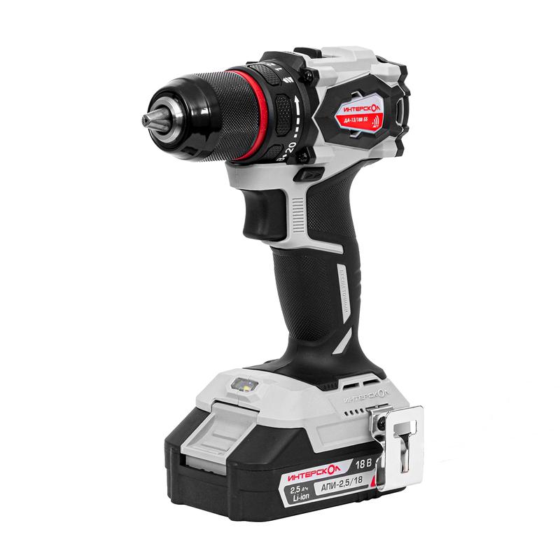 дрель-шуруповерт аккумуляторная да-13/18в 55 li-ion апи 18в 55нм 2 акб 2а.ч зу бесщеточная кейс интерскол 952.2.2.70 от BTSprom.by