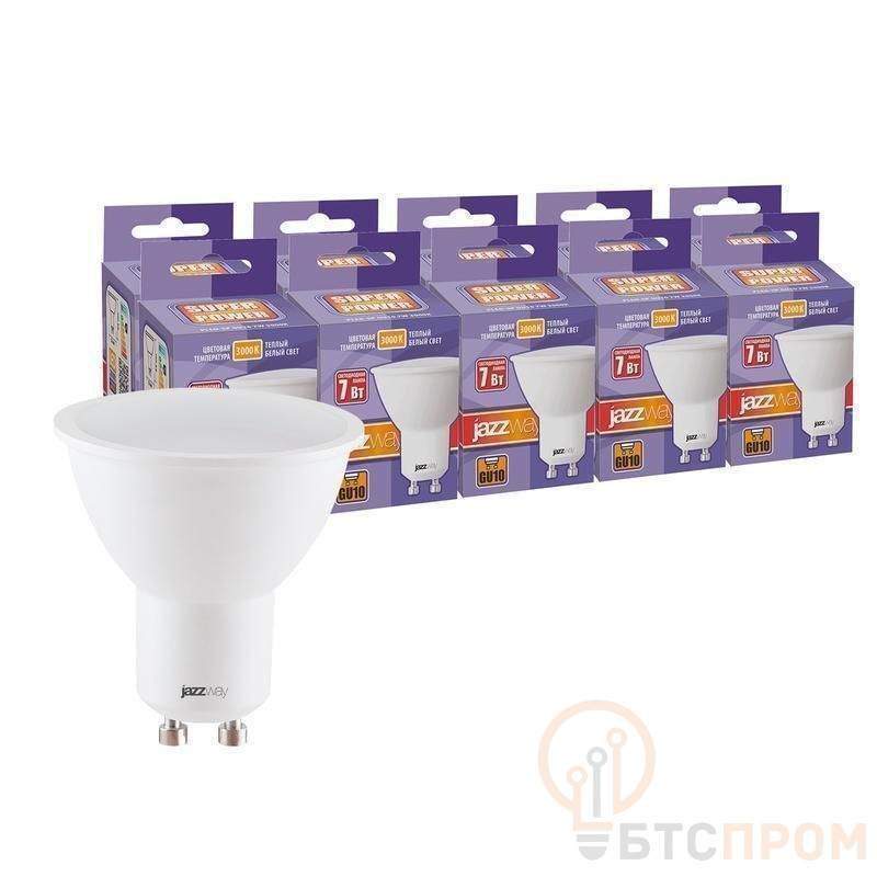 лампа светодиодная pled-sp 7вт par16 3000к тепл. бел. gu10 230в 50гц (уп.10шт) jazzway 1034274 от BTSprom.by