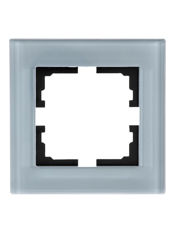  Рамка 1-местн. гориз. VESNA стекло серо-голуб. LEZARD 742-7080-146 фото в каталоге от BTSprom.by