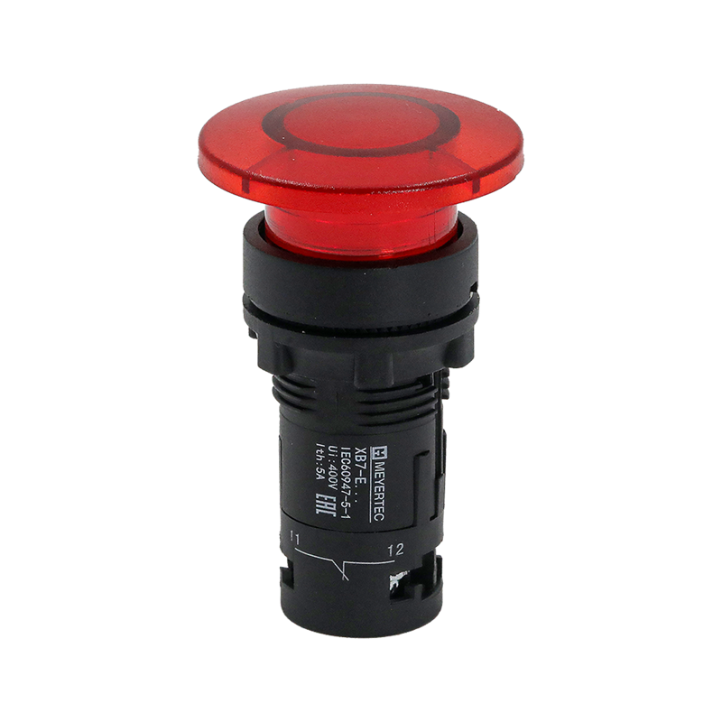 кнопка грибовидная с подсветкой 40мм 1nc 220в ac ip54 пластик mtb7-ew44626 красн. овен 132700 от BTSprom.by