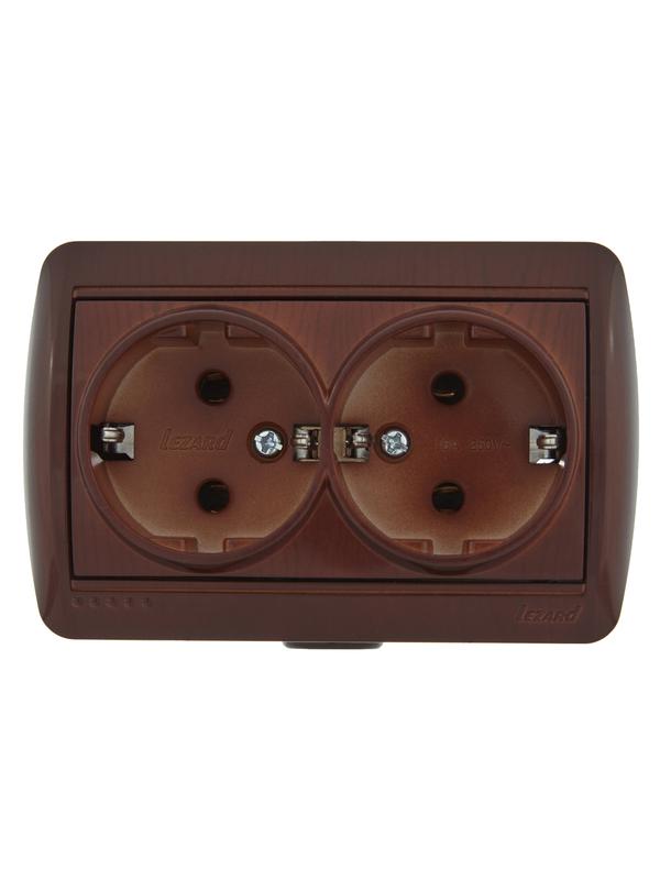 розетка 2-м оп nata 16а ip20 с заземл. керамика вишня lezard 710-0600-127 от BTSprom.by