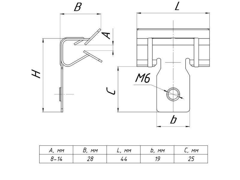  Зажим балочный 8-14мм с резьбой М6 PROxima EKF ZB8-14-M6 фото в каталоге от BTSprom.by