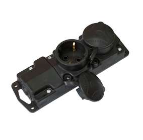 колодка 2-м 16а ip44 250в с заземл. каучук черн. bylectrica р16-415 от BTSprom.by