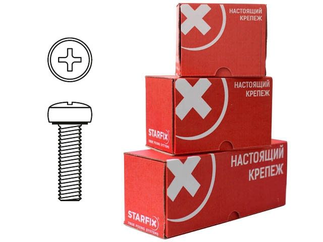 винт м8х90 мм полусф. головка, цинк, din 7985 (30 шт в карт. уп.) starfix smc2-56252-30 от BTSprom.by