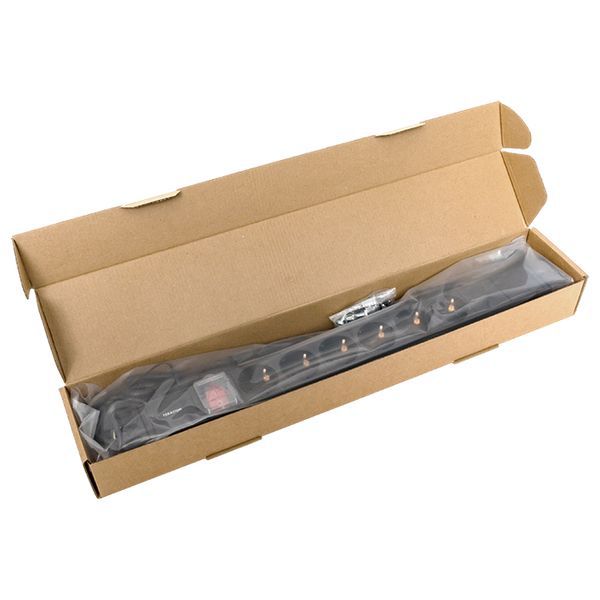  Блок PDU TERACOM 19дюйм 1U 16А/250В 6 роз. Schuko с выключат. шнур 2м 3х1.5кв.мм вилка Schuko корпус пластик черн. EKF TRC-HPD-LS-16A-6SH-2MSH фото в каталоге от BTSprom.by