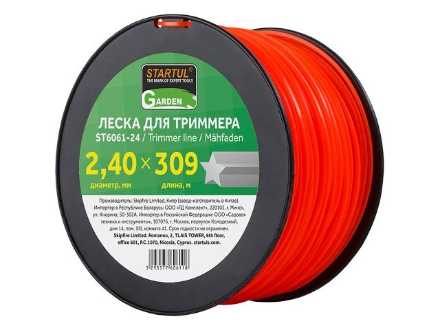 леска ф 2.4 мм х 309 м "звездочка" startul garden st6061-24 от BTSprom.by