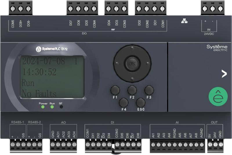 контроллер логический программируемый s172 24в dc дисплей 28 io: 8 di; 8 do (6 реле 2 ssr); 8 ai; 4 ao 2хrs485 1хrj45 se sm172ps11bdm от BTSprom.by