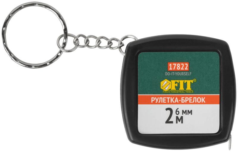  Рулетка-брелок 2мх6мм квадратн. черн. FIT 17822 фото в каталоге от BTSprom.by