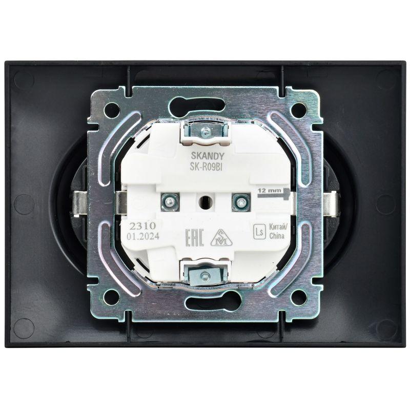  Розетка 2-м SKANDY 10А без заземл. защ. шторки в сборе SK-R09Bl черн. IEK SK-R23-10-K02-F фото в каталоге от BTSprom.by