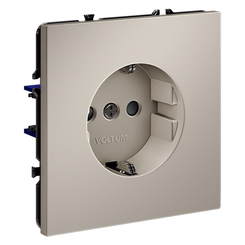  Розетка 1-м СП S70 16А с заземл. защ. шторки механизм кашемир Voltum VLS040203 фото в каталоге от BTSprom.by