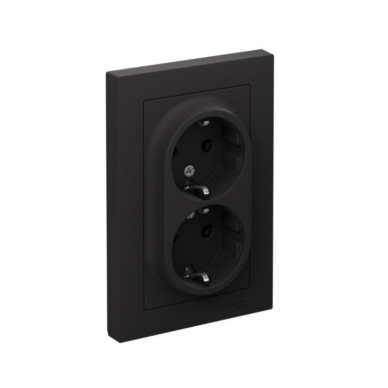 розетка 2-м сп atlasdesign 16а ip20 с заземл. в сборе карбон se atn001024 от BTSprom.by