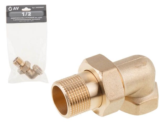 американка угловая 1/2" вн.-нар., av engineering (инд. упак.) (с уплотнительным кольцом) ave308007 от BTSprom.by