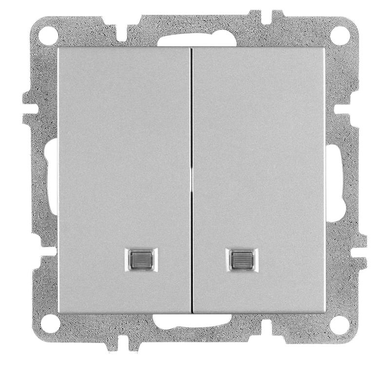 выключатель 2-кл. lavin/karen с подсветкой механизм сер. arvia 50 03 2000 203 от BTSprom.by