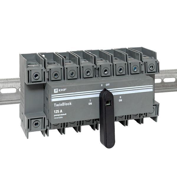  Рубильник 4п 125А реверсивный с рукояткой для прямой установки TwinBlock EKF tb-s-125-4p-rev фото в каталоге от BTSprom.by