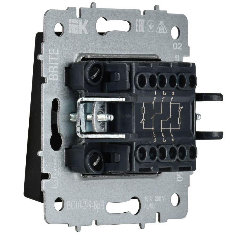  Выключатель 2-кл. BRITE 10А ВС10-2-9-БрЧ для отелей с индик. механизм черн. IEK BR-V20-2-10-K02 фото в каталоге от BTSprom.by
