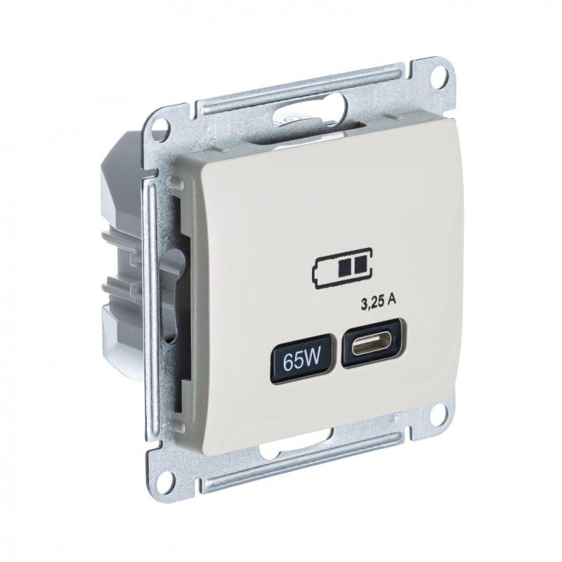 розетка usb glossa тип c 65вт qc pd высокоскор. зу механизм беж. se gsl000227 от BTSprom.by
