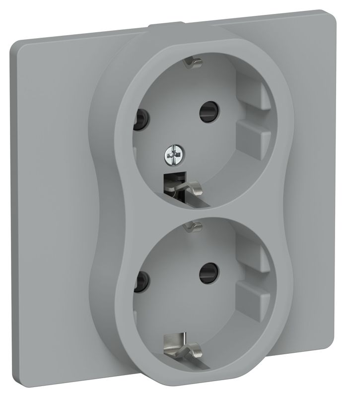 розетка 2-м сп flite рсш12-0-к-флс 16а с заземл. с защ. шторками в сборе механизм сер. iek fi-r24c-16-k03 от BTSprom.by