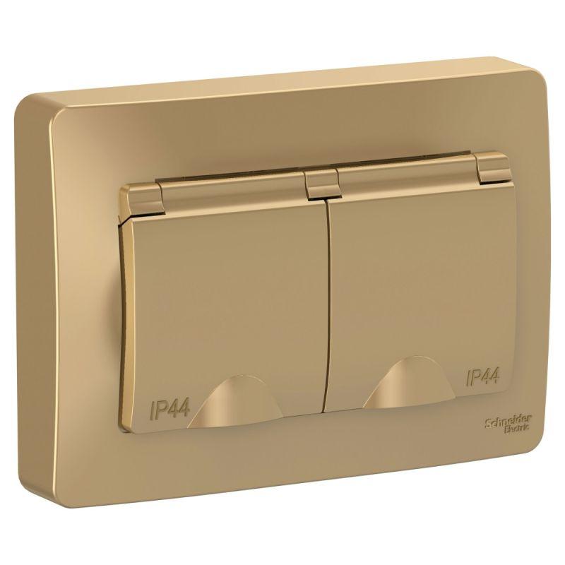 розетка 2-м сп blanca 16а ip44 250в с заземл. защ. шторки с крышкой титан se blnrs441124 от BTSprom.by