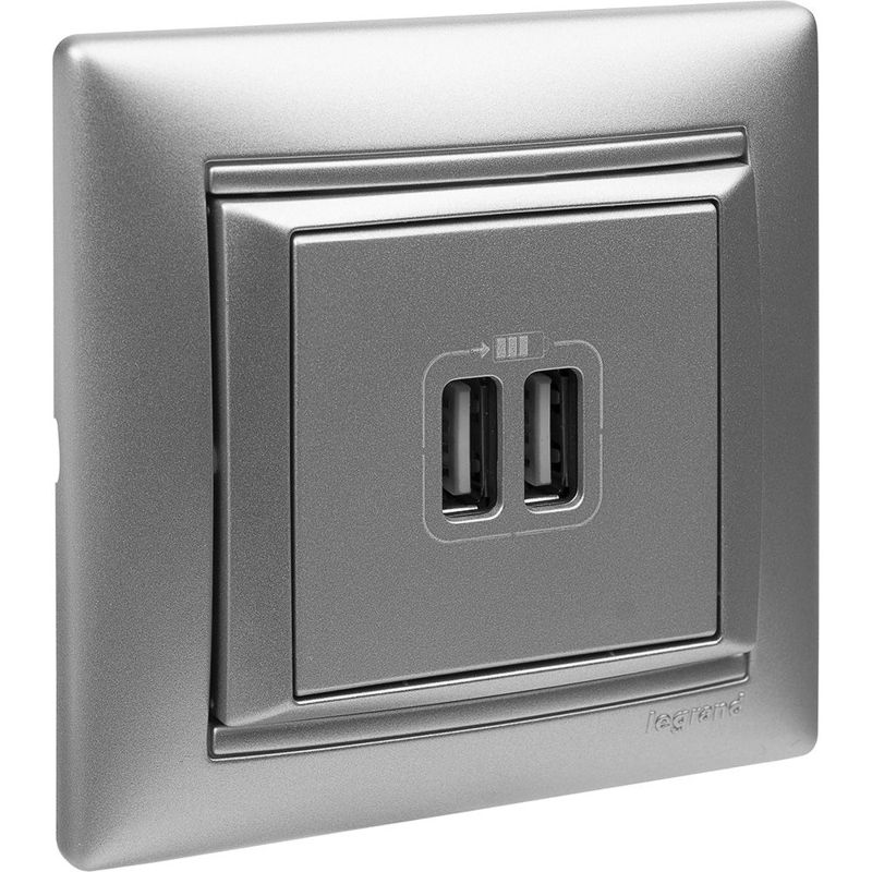  Розетка USB 2-м СП Valena алюм. IEK 770270 фото в каталоге от BTSprom.by