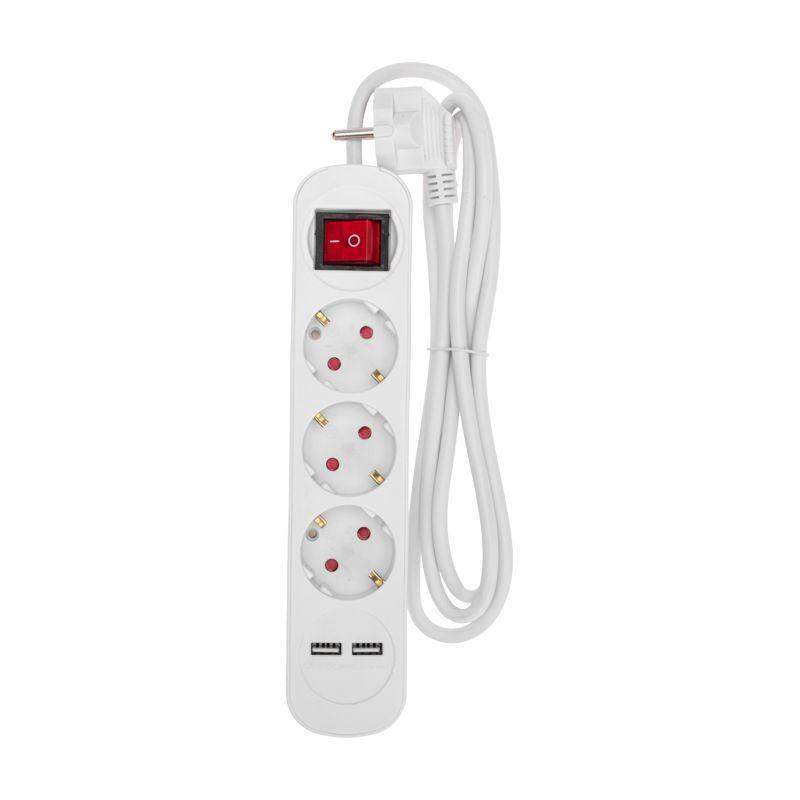 удлинитель 3х1.5м с заземл. standard 2хusb 3х1кв.мм с выкл. бел. rexant 13-4015 от BTSprom.by