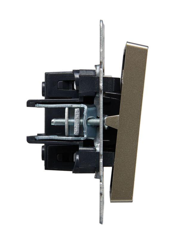  Выключатель проходной 1-кл. СП BRITE ВС10-1-7-БрШ 10А с индик. механизм шампань IEK BR-V12-1-10-K37 фото в каталоге от BTSprom.by