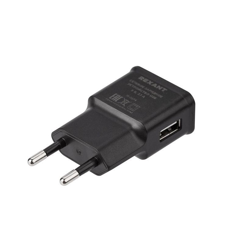 устройство зарядное сетевое usb 5в 2.1a черн. rexant 16-0274 от BTSprom.by