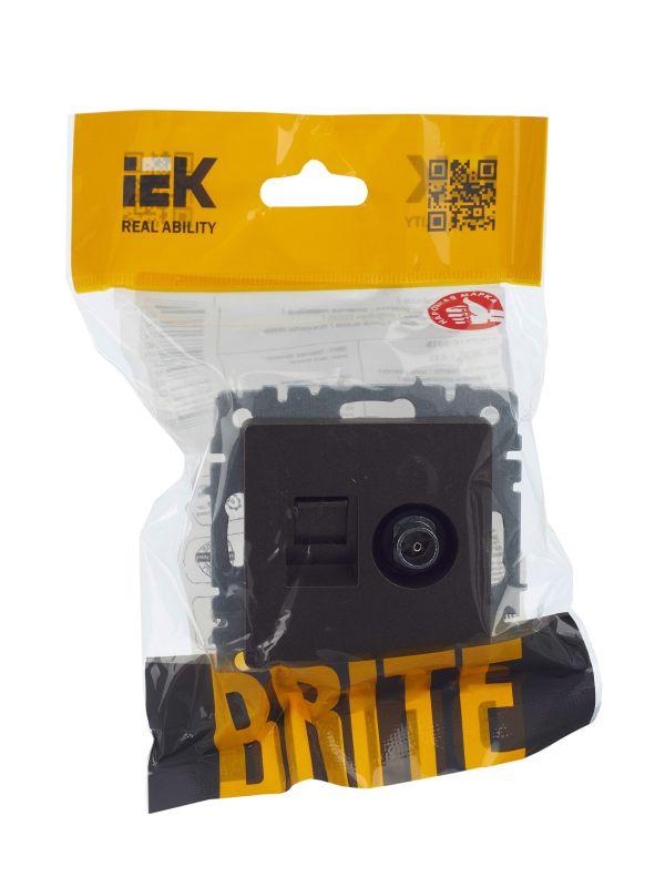  Розетка компьютерная + телевизионная 2-м Brite РТВ/РК12-БрТБ RJ45 кат.5E + TV механизм бронза IEK BR-AK20-1-K45 фото в каталоге от BTSprom.by
