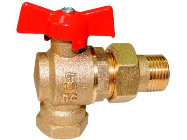 кран шаровый угловой 1/2" нар.-вн. бабочка (со сгоном) pn1,6 мпа 11б27п17, цветлит (црб0151) zw10029 от BTSprom.by
