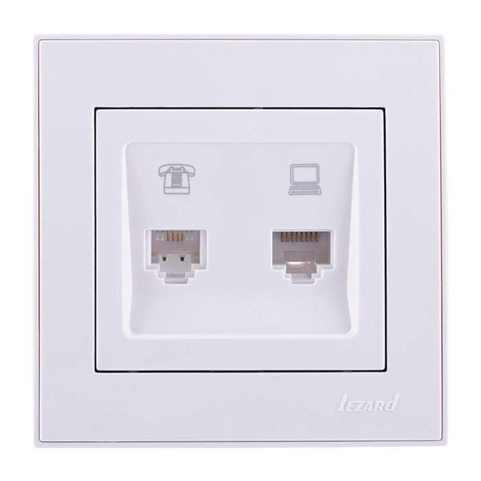 розетка компьютерная 2-м сп rain rj45 бел. lezard 703-0202-141 от BTSprom.by